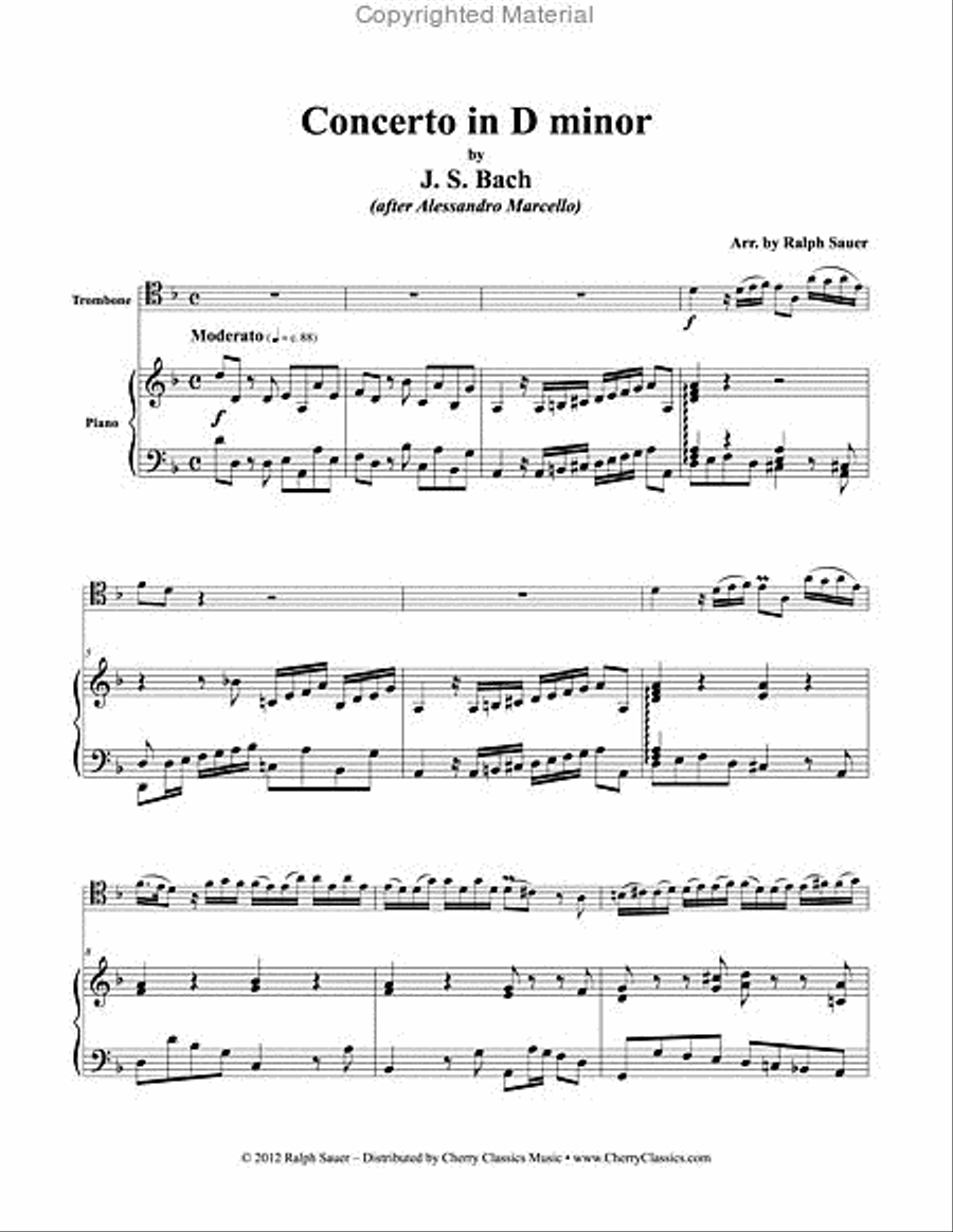 Concerto in D minor for Trombone & Piano Piano Accompaniment scores gallery preview page 5