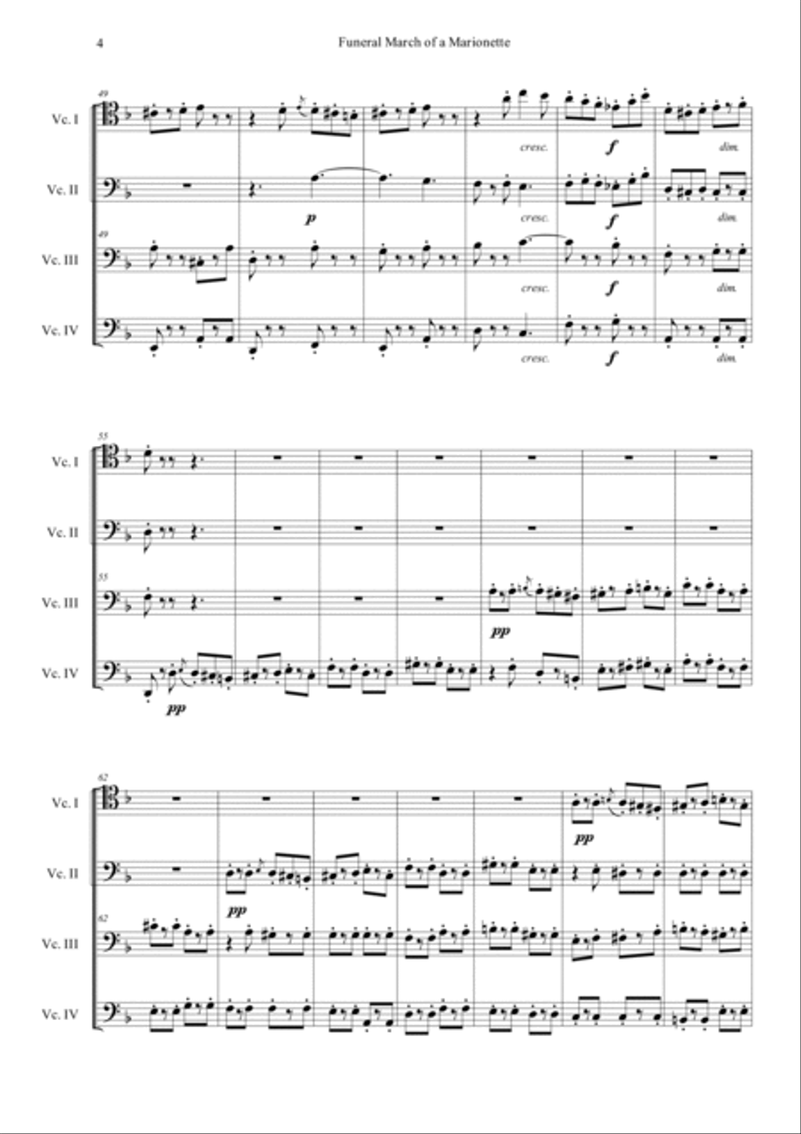Funeral March of a Marionette Cello scores gallery preview page 4