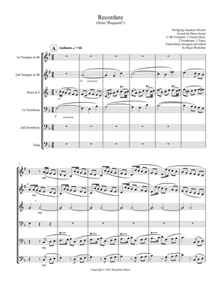 Recordare (from "Requiem") (F) (Brass Sextet - 2 Trp, 1 Hrn, 2 Trb, 1 Tuba)
