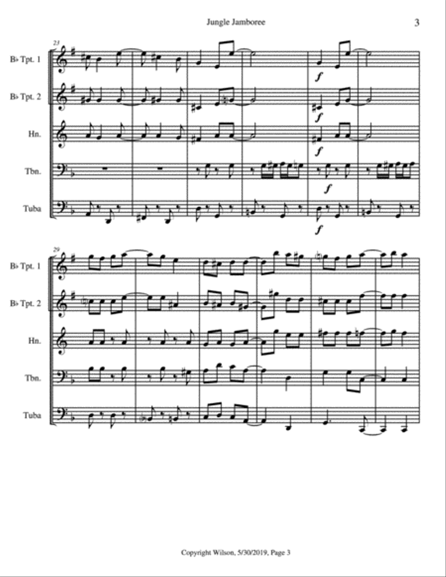Jungle Jamboree Brass Quintet scores gallery preview page 4