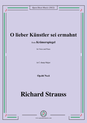 Book cover for Richard Strauss-O lieber Künstler sei ermahnt,in C sharp Major,Op.66 No.6