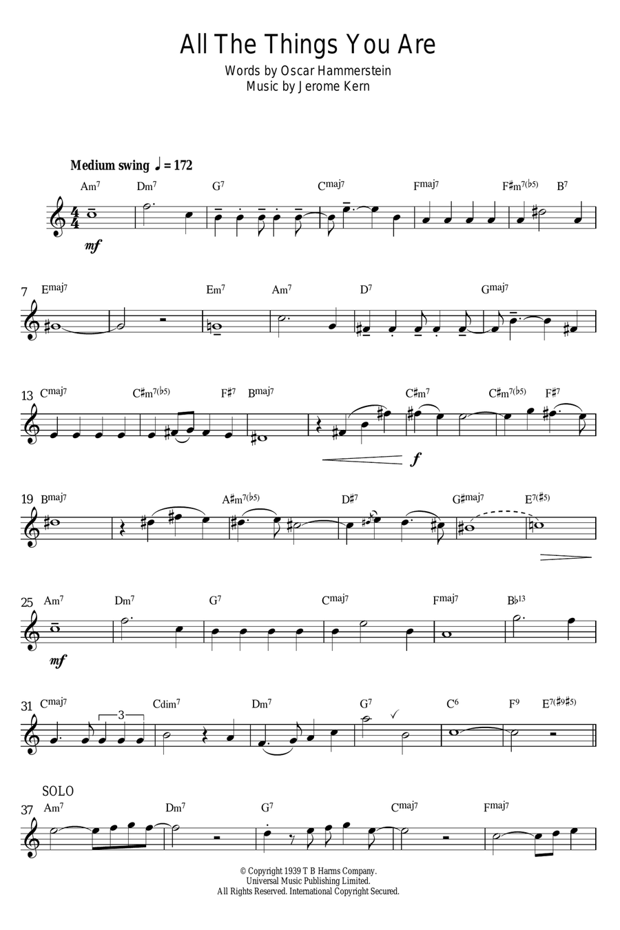 All The Things You Are Alto Saxophone scores gallery preview page 1