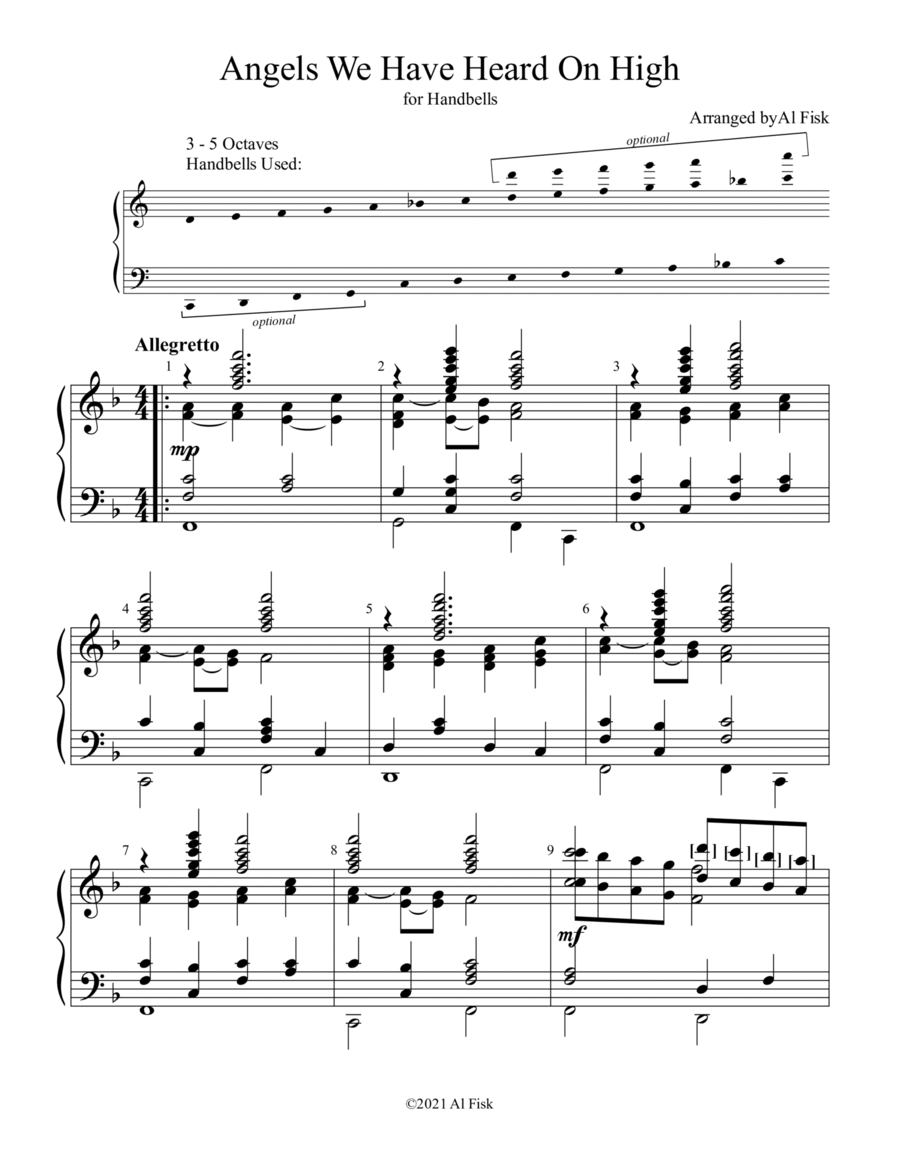 Angels We Have Heard On High Handbell Choir scores gallery preview page 1