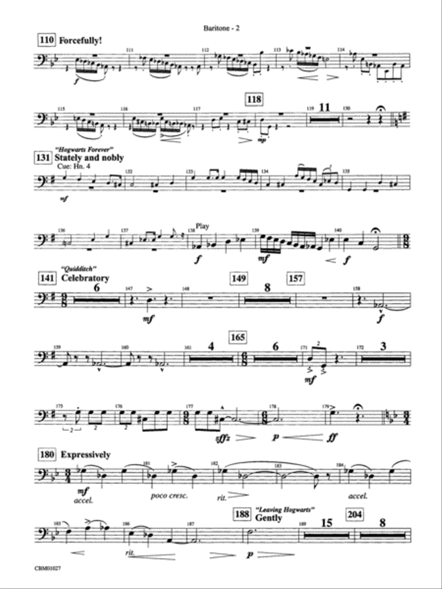 Harry Potter Symphonic Suite: Baritone B.C. Concert Band scores gallery preview page 2