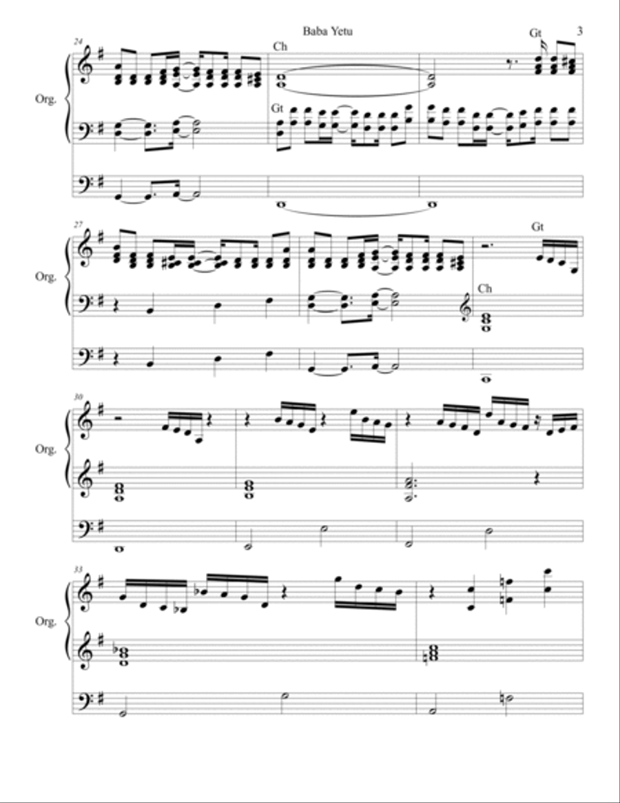 Baba Yetu Organ Solo scores gallery preview page 3