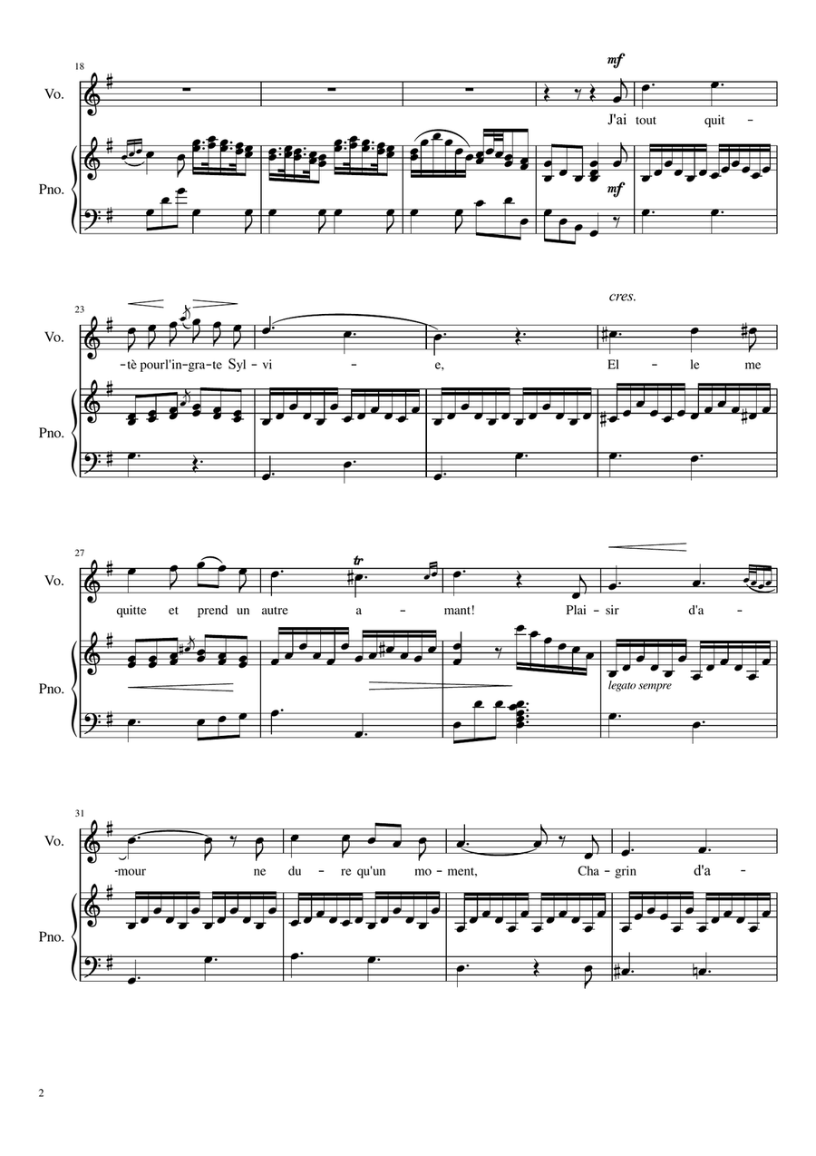 Plaisir d'amour - G Major Voice Solo scores gallery preview page 3
