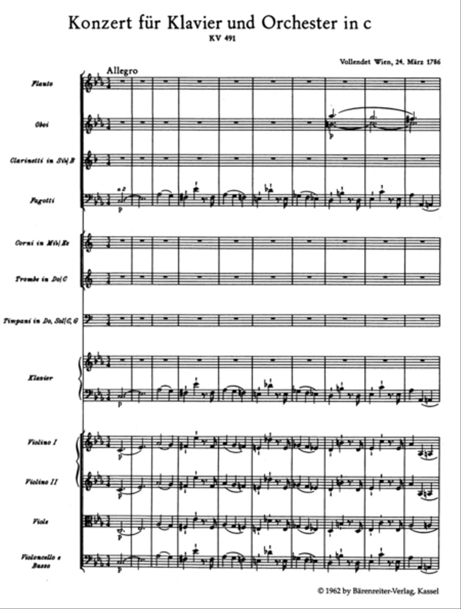 Concerto for Piano and Orchestra, No. 24 c minor, KV 491 Orchestra scores gallery preview page 2