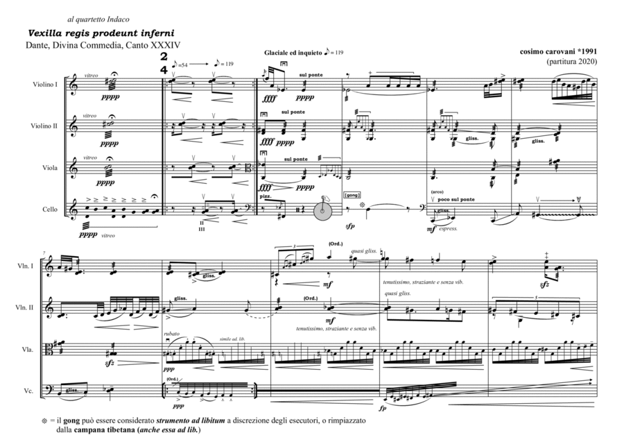 Cosimo Carovani: INFERNO CANTO XXXIV (ES-22-039) - Score Only String Quartet - Digital Sheet Music
