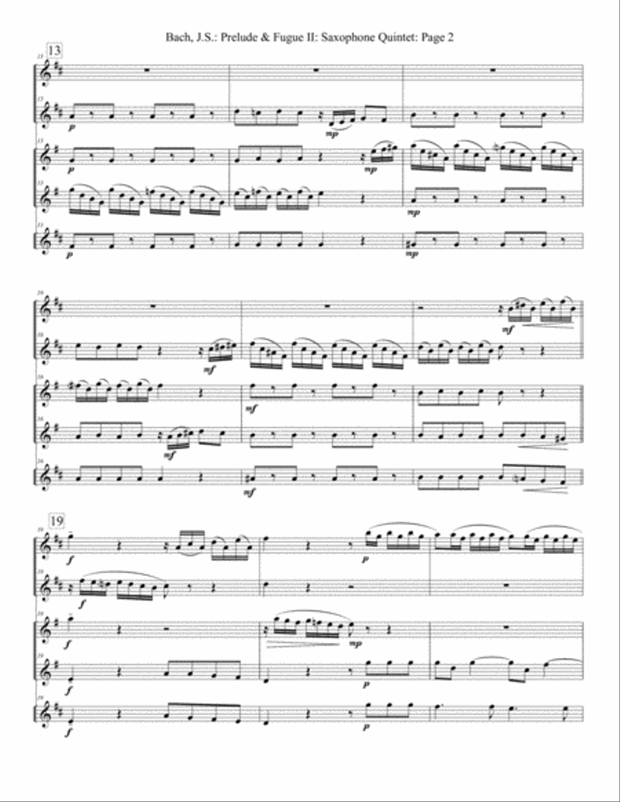 Prelude and Fugue II (Saxophone) Woodwind Quintet scores gallery preview page 3