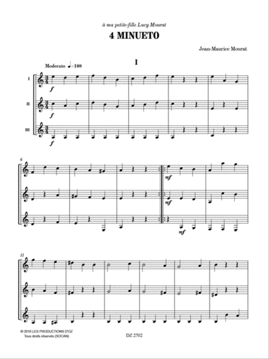 4 Minueto Guitar Ensemble scores gallery preview page 2
