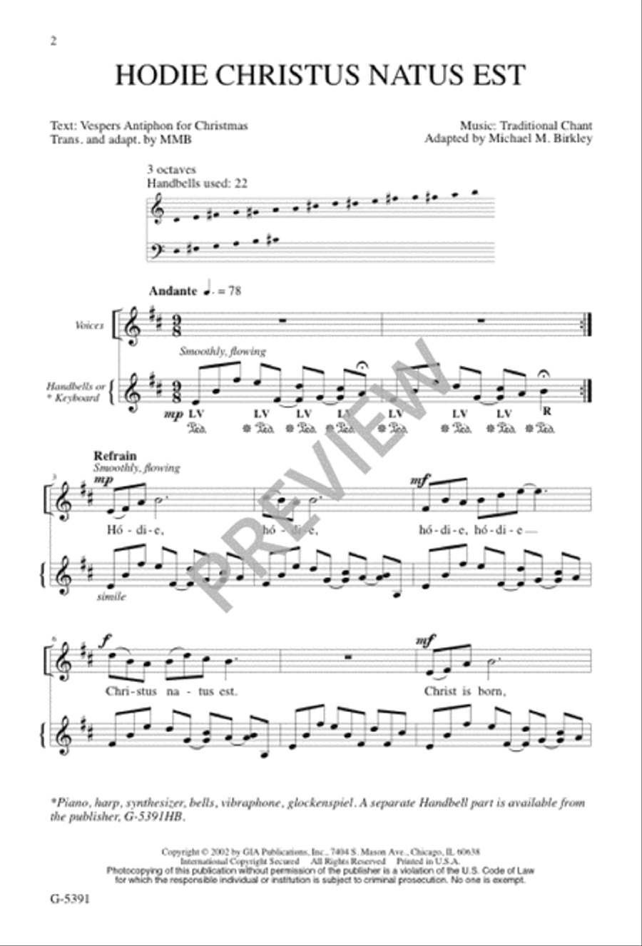 Hodie Christus Natus Est 2-Part scores gallery preview page 3