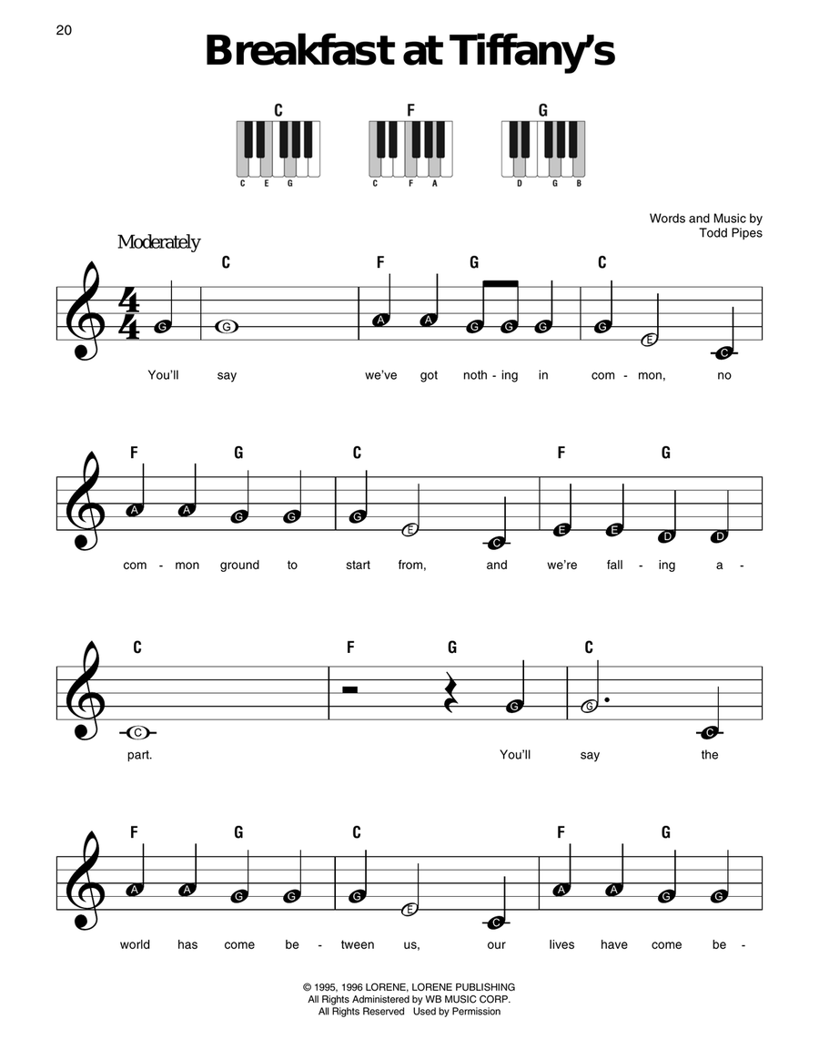 Breakfast At Tiffany's Breakfast At Tiffany's Easy Piano scores gallery preview page 1