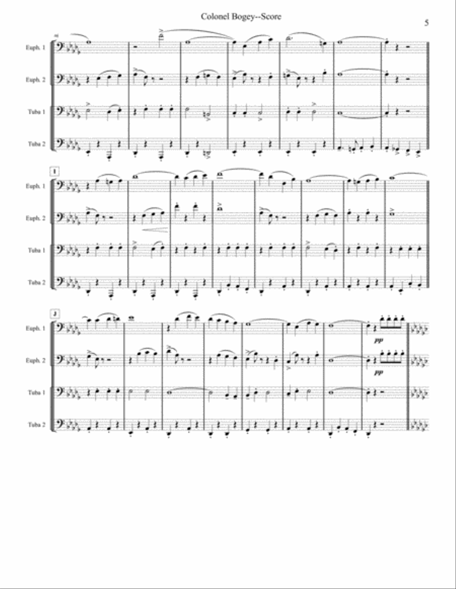 Col. Bogey March - Tuba/Euphonium Quartet Brass Ensemble scores gallery preview page 5