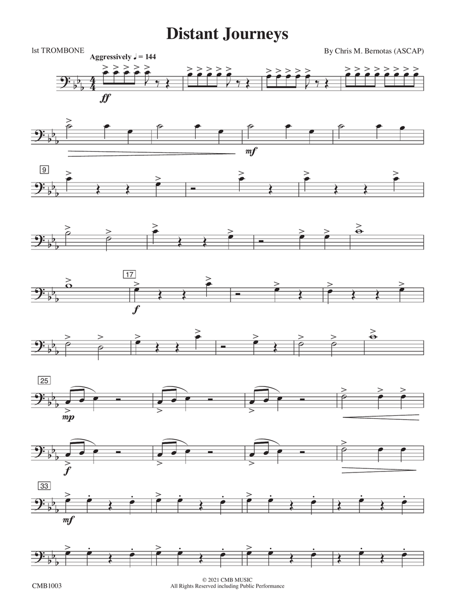 Distant Journeys: 1st Trombone Concert Band - Digital Sheet Music