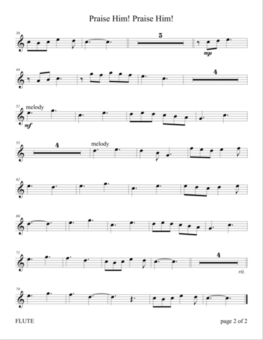 Praise Him! Praise Him! (for Flute and/or Violin Duet with Piano Accompaniment) image number null