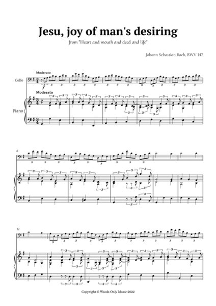 Jesu, joy of man's desiring by Bach for Cello and Piano image number null