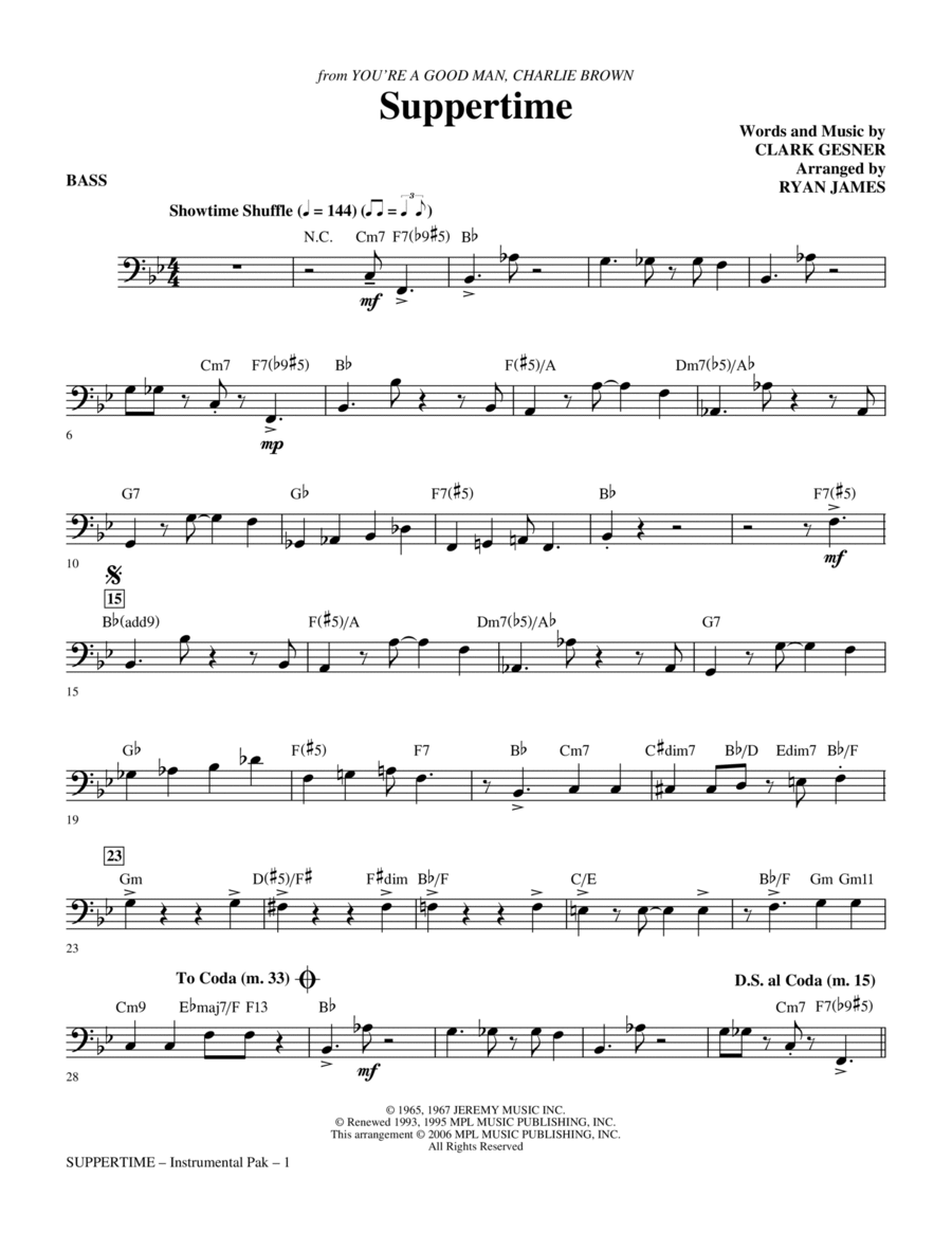 Suppertime - Bass Suppertime - Bass Choir scores gallery preview page 1
