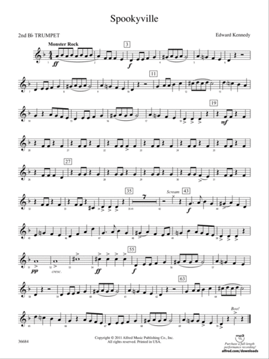 Spookyville: 2nd B-flat Trumpet Concert Band scores gallery preview page 1