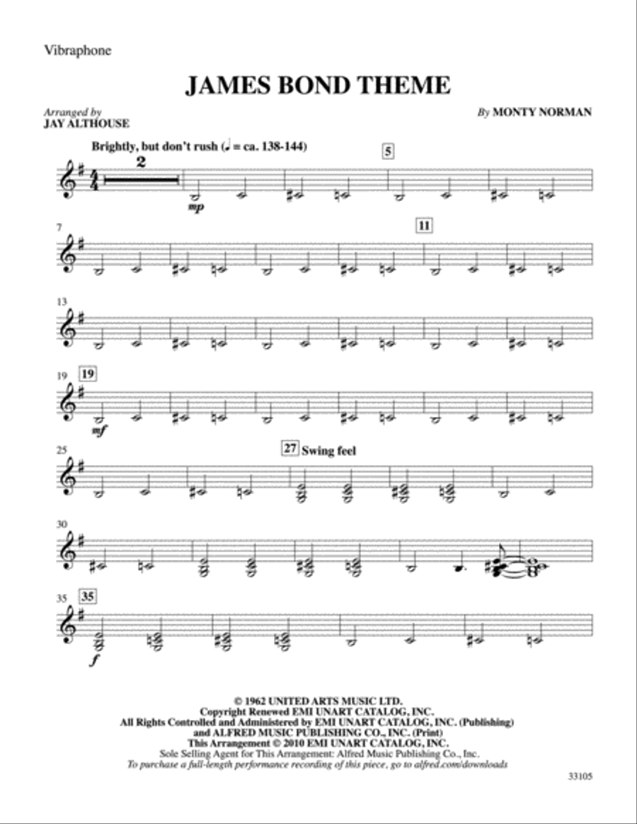 James Bond Theme: Vibraphone Vibraphone scores gallery preview page 1