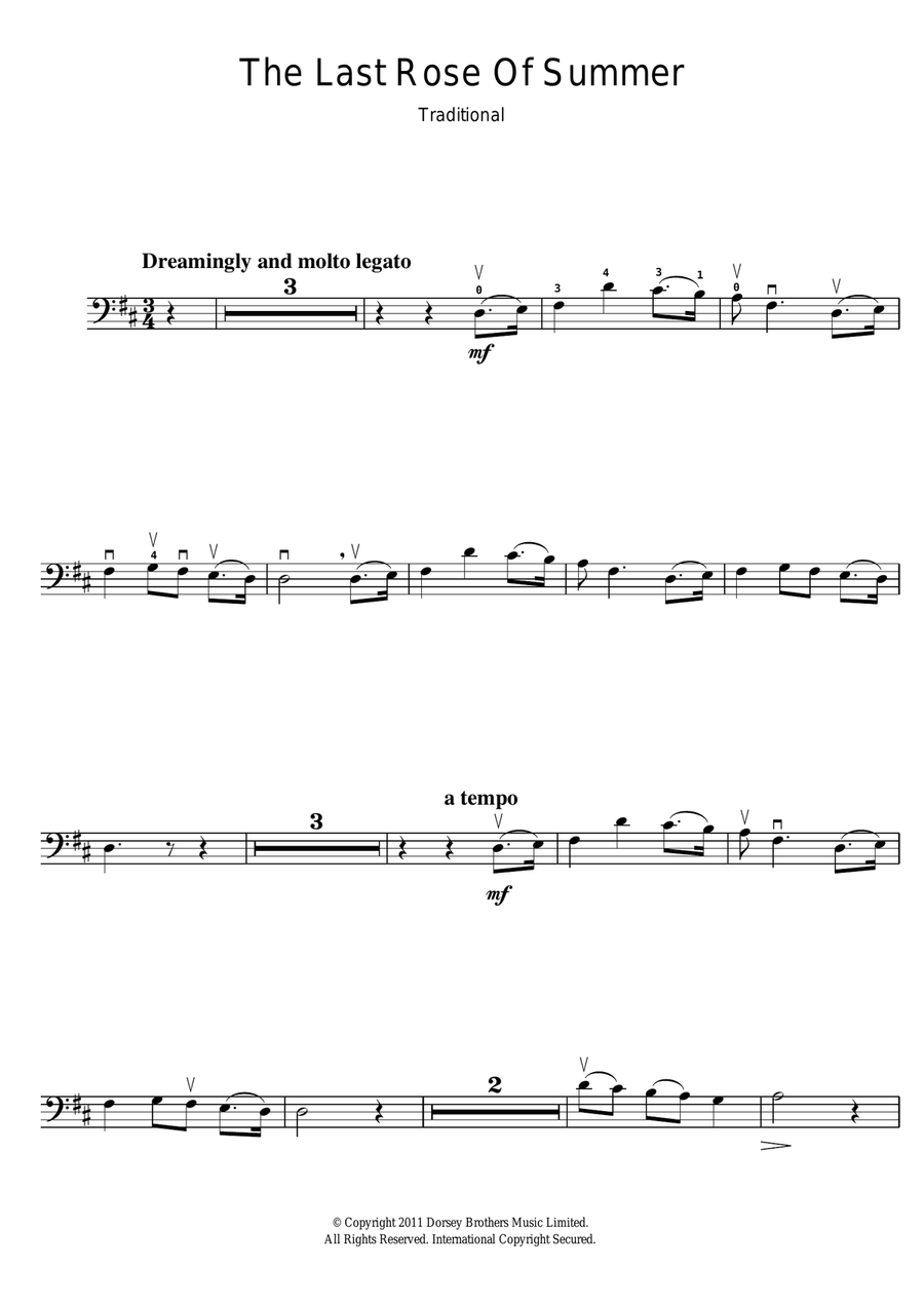 The Last Rose Of Summer The Last Rose Of Summer Cello Solo scores gallery preview page 1