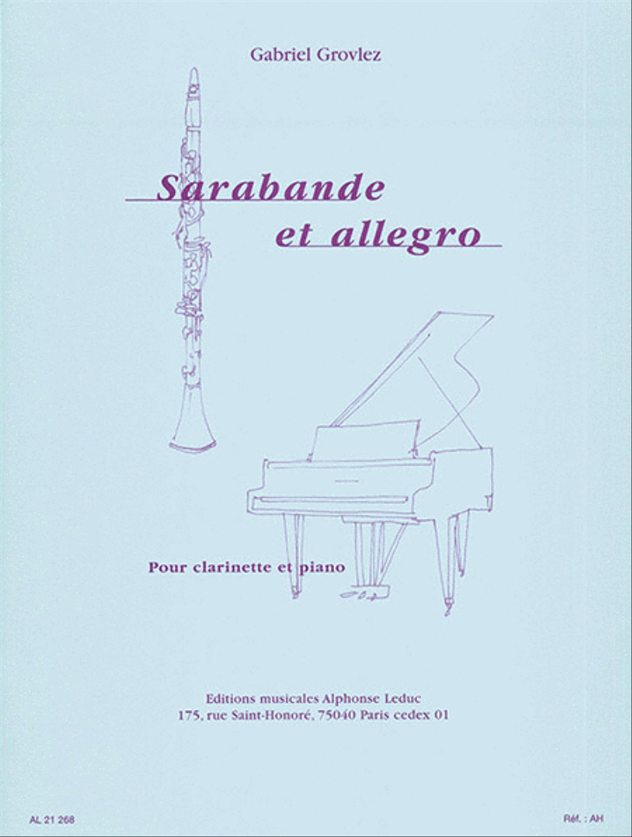 Gabriel Grovlez - Sarabande Et Allegro Pour Clarinette Et Piano (arr. Ulysse Delecluse) Clarinet Solo scores gallery preview page 1
