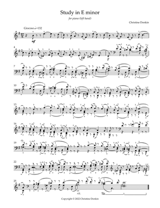 Study in E minor (for piano, left hand)