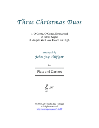 Book cover for Three Christmas Duos for Flute and Clarinet