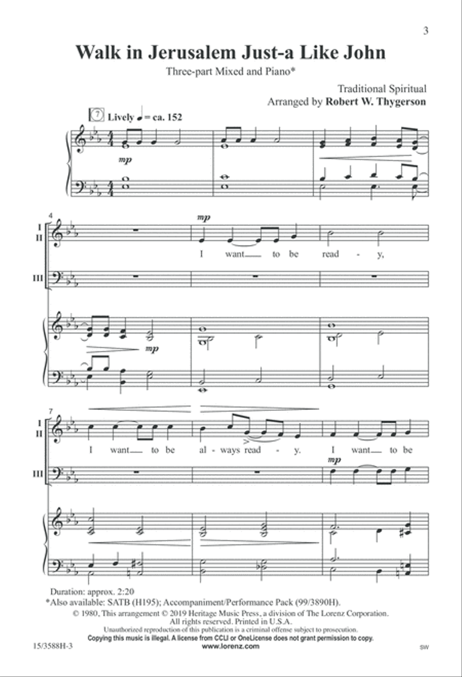 Walk in Jerusalem Just-a Like John 3-Part scores gallery preview page 3