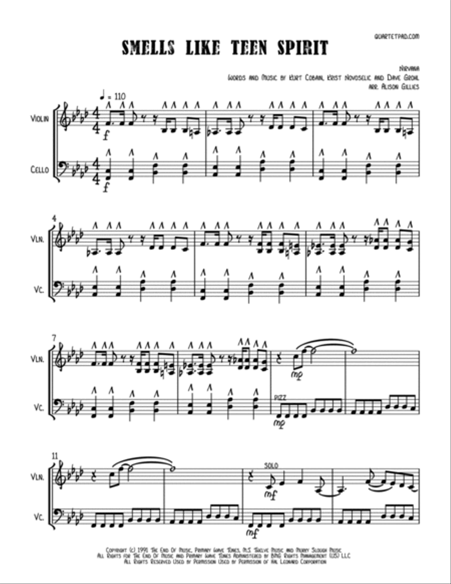 Smells Like Teen Spirit String Duet scores gallery preview page 2