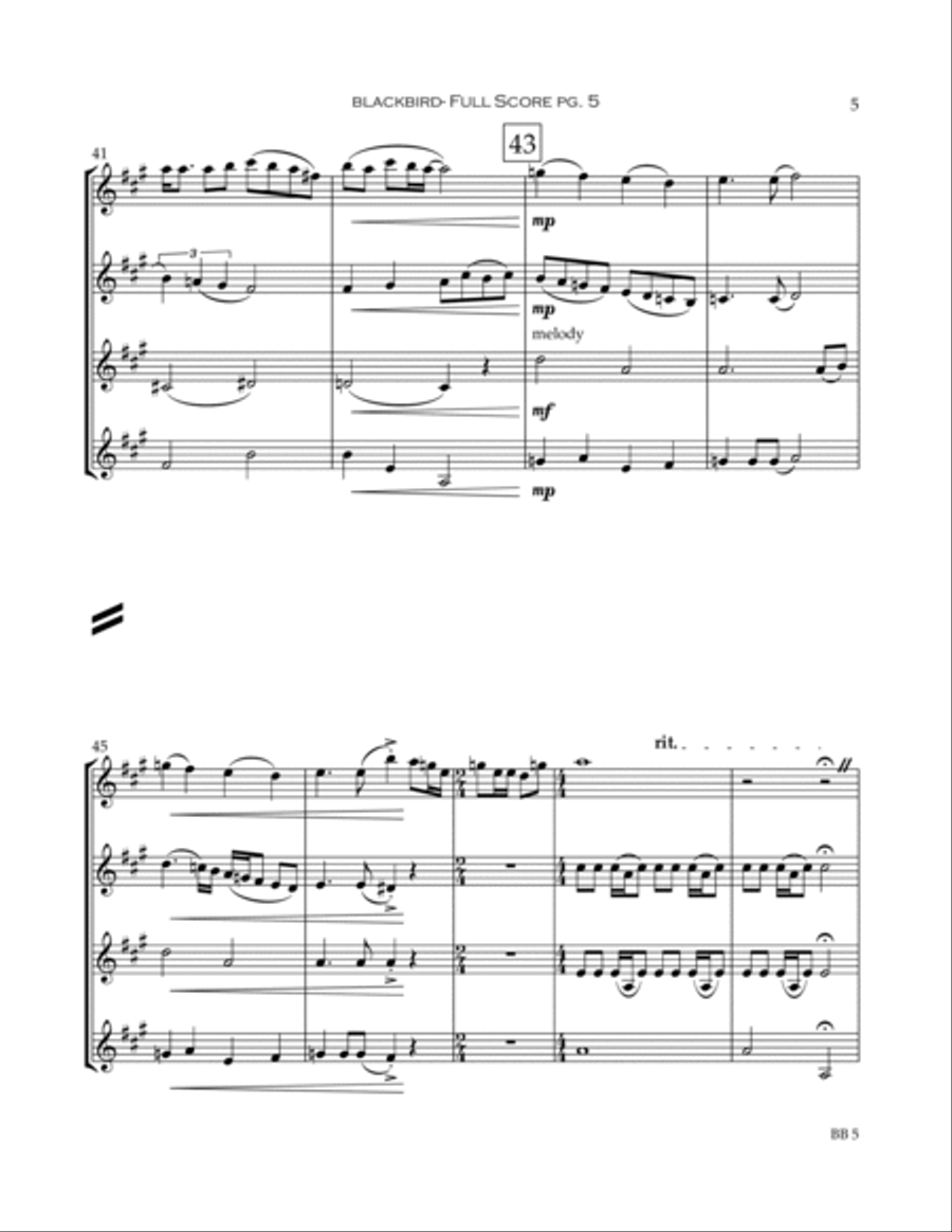 Blackbird Clarinet Quartet scores gallery preview page 6