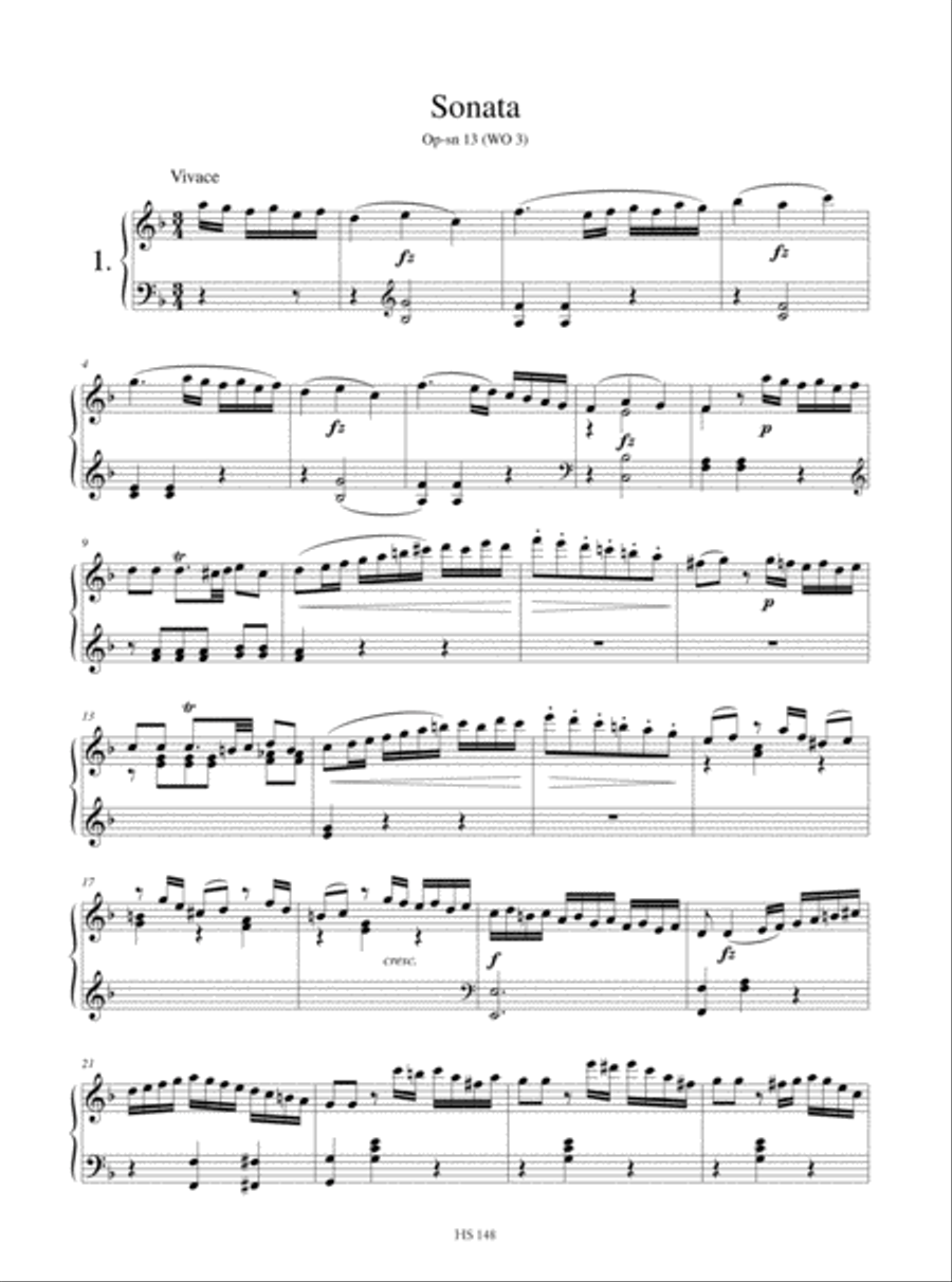 3 Sonatas without Opus number Op-sn 13-15 (WO 3, 14, 13) for Keyboard Harpsichord scores gallery preview page 2