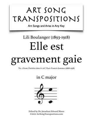 Book cover for BOULANGER: Elle est gravement gaie (transposed to C major)
