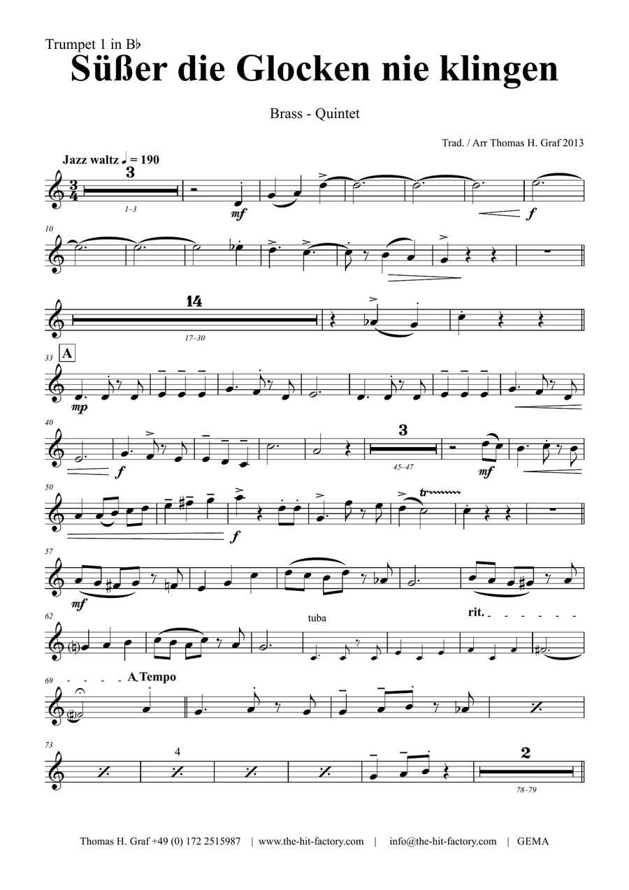 Süßer die Glocken nie klingen - German Christmas Song - Brass Quintet Brass Quintet scores gallery preview page 5