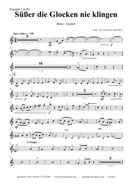 Süßer die Glocken nie klingen - German Christmas Song - Brass Quintet image number null