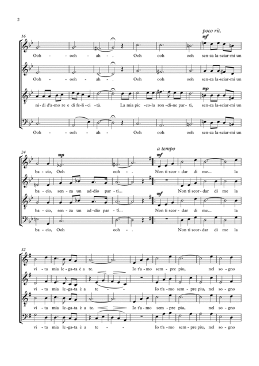Non Ti Scordar Di Me! SATB a cappella 4-Part scores gallery preview page 2