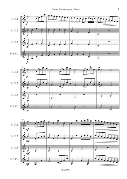 Danse des sauvages, for Clarinet quartet - Score & Parts