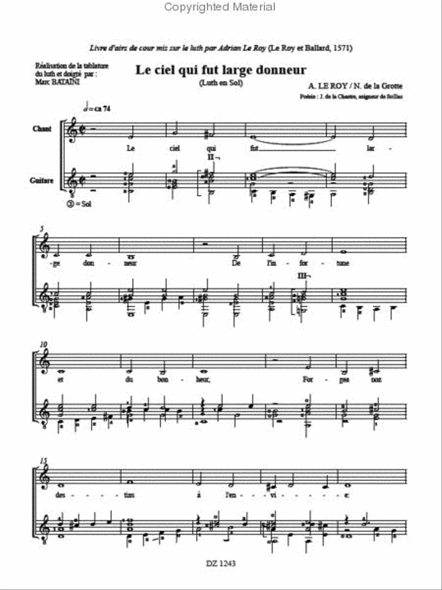Airs de cour, vol. 1 Classical Guitar scores gallery preview page 2