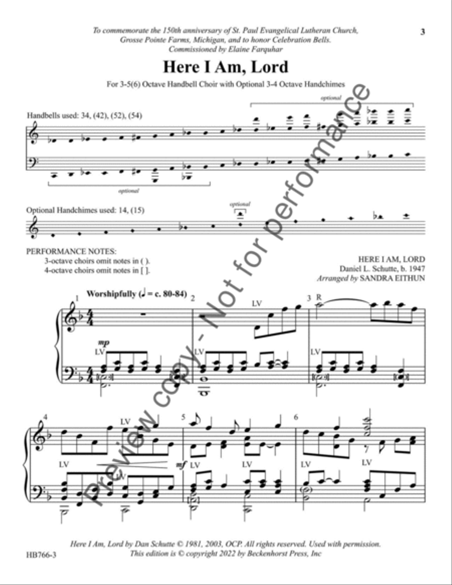 Here I Am, Lord - Eithun 6-Octaves scores gallery preview page 4