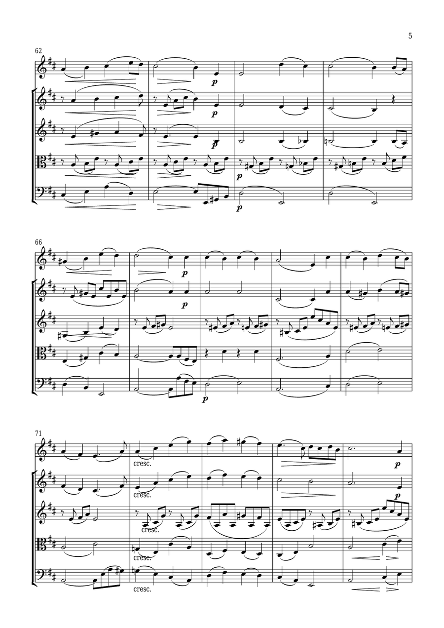 Seitz 1st movement from Pupil (Student) Concerto No.5 in D major for Violin and Piano arranged for V String Orchestra scores gallery preview page 5