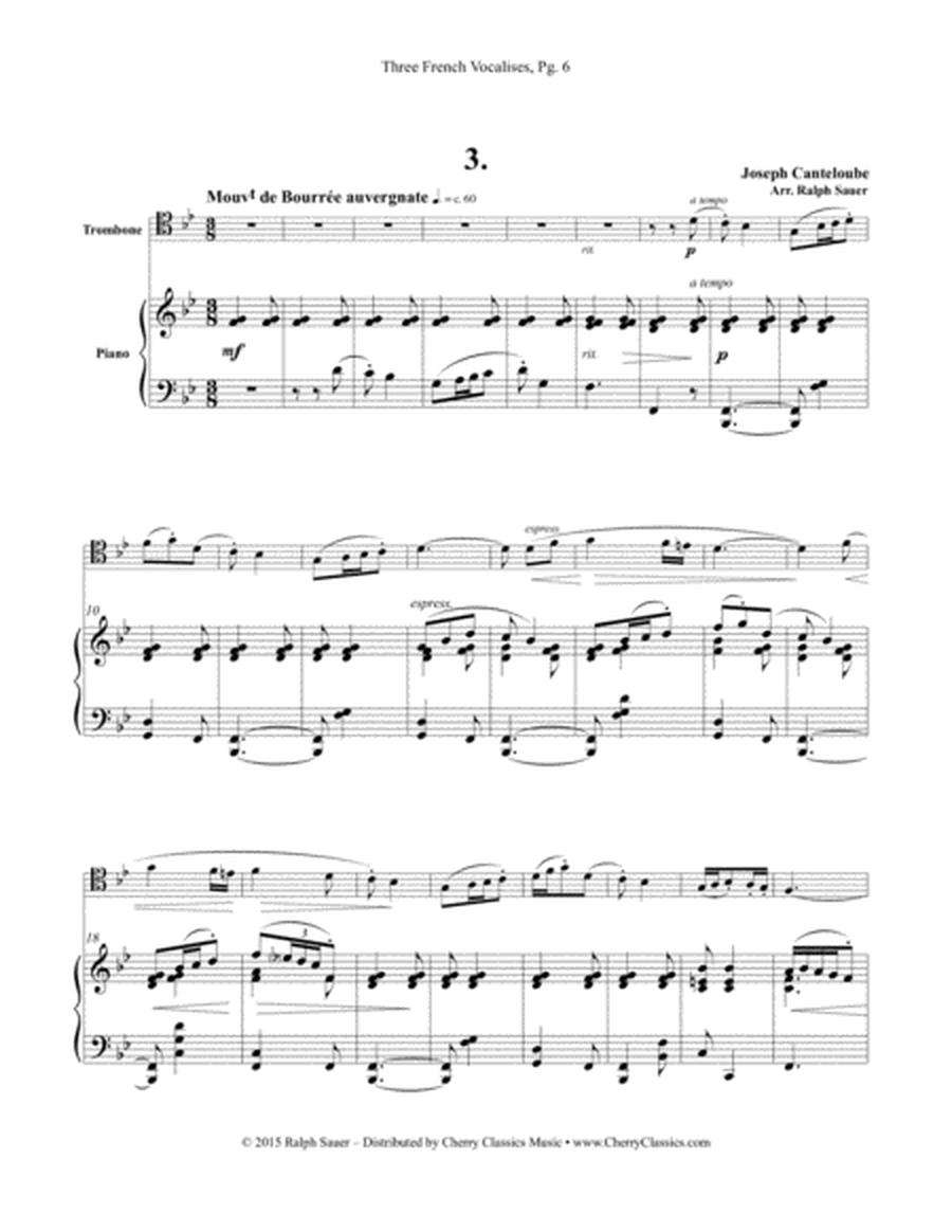 Three French Vocalises for Trombone & Piano