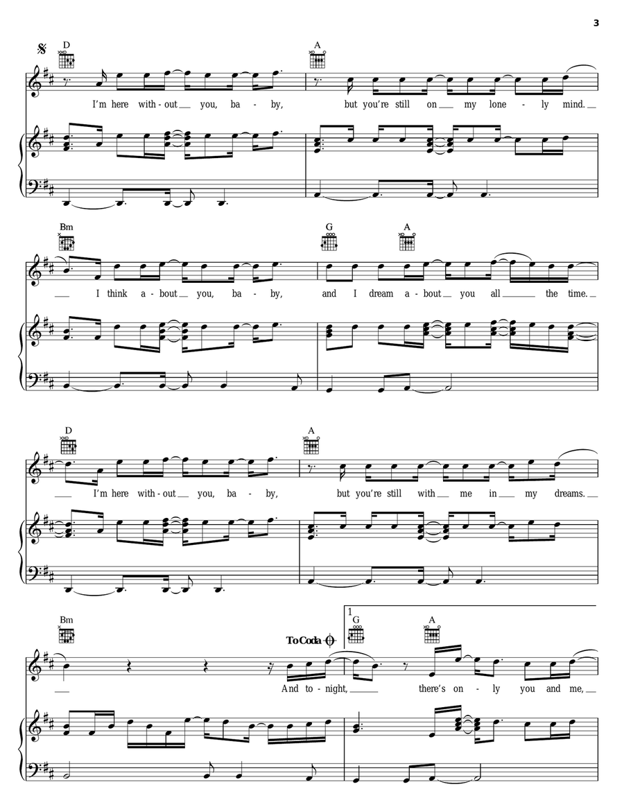 Here Without You Piano, Vocal, Guitar scores gallery preview page 3
