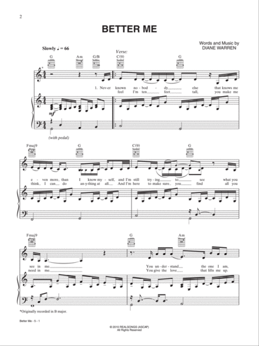 Better Me Piano, Vocal, Guitar scores gallery preview page 1
