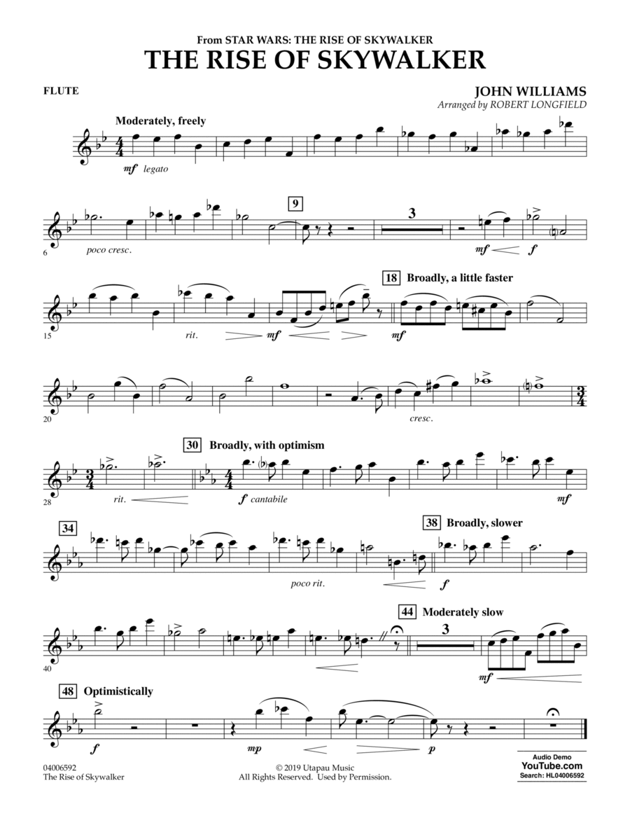 The Rise of Skywalker (from Star Wars: The Rise of Skywalker) - Flute Concert Band scores gallery preview page 1