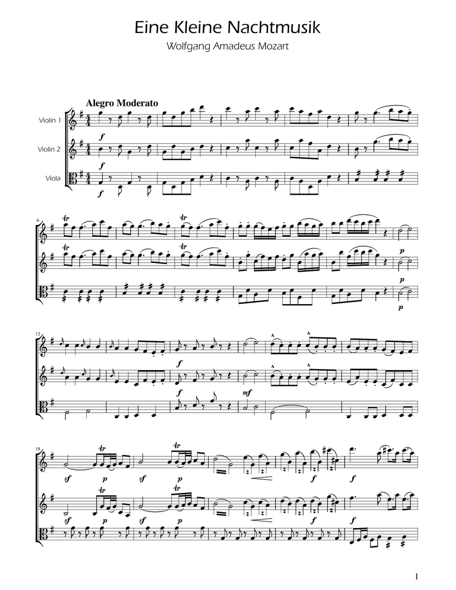 Mozart: Eine Kleine Nachtmusik (K.525) - String Trio