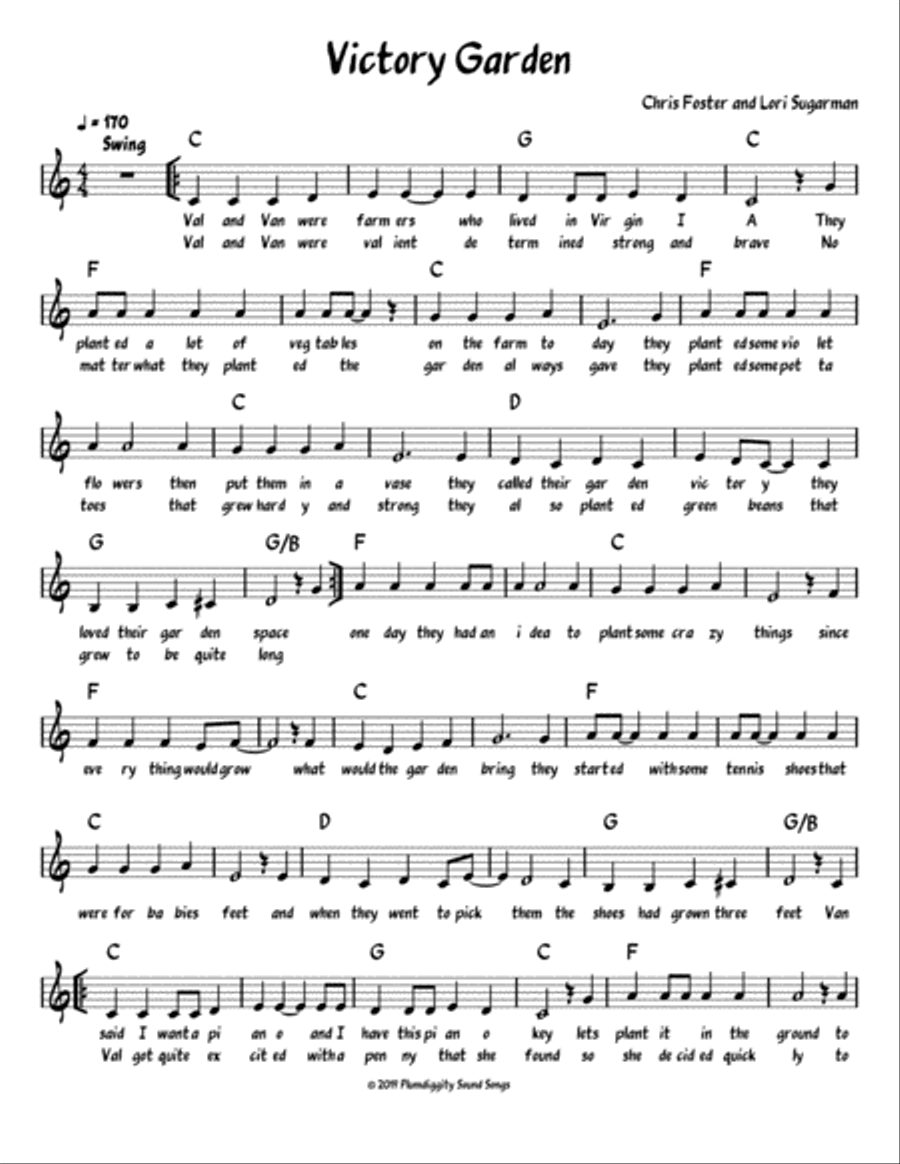 Victory Garden - Lead Sheet Piano, Vocal, Guitar scores gallery preview page 1