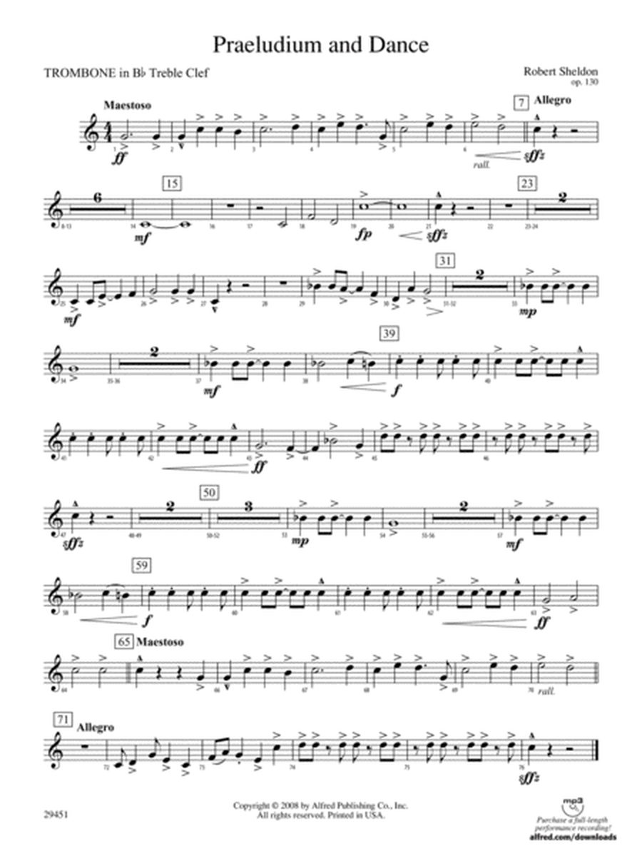 Praeludium and Dance: (wp) 1st B-flat Trombone T.C.