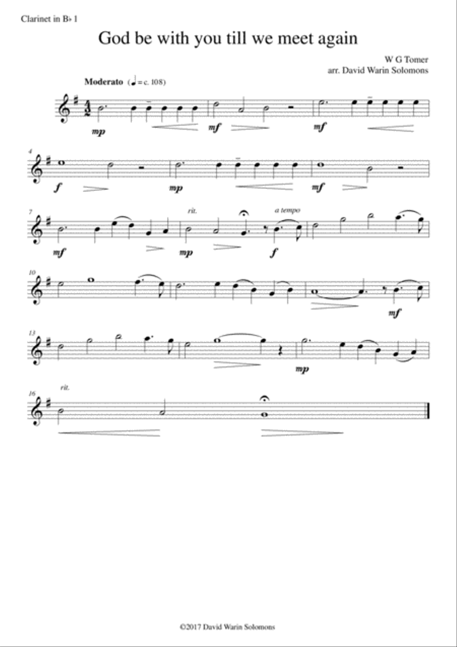 God be with you till we meet again for clarinet quartet (3 Bflats and 1 bass) Clarinet Quartet scores gallery preview page 3