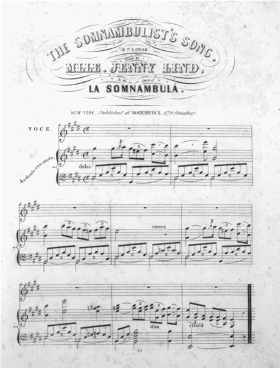 Operatic Songs. The Somnambulist's Song. 