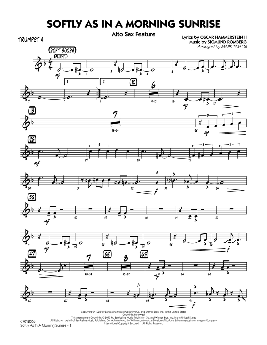 Softly as in a Morning Sunrise - Trumpet 4 Jazz Ensemble scores gallery preview page 1