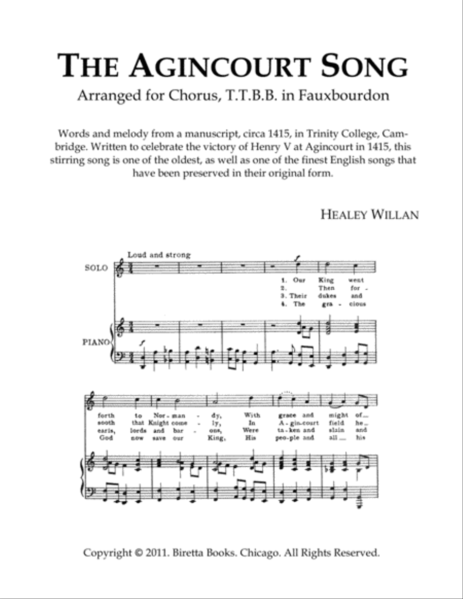 The Agincourt Song TTBB scores gallery preview page 2